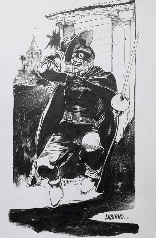 En vente - Zorro par Hugues Labiano - Illustration originale