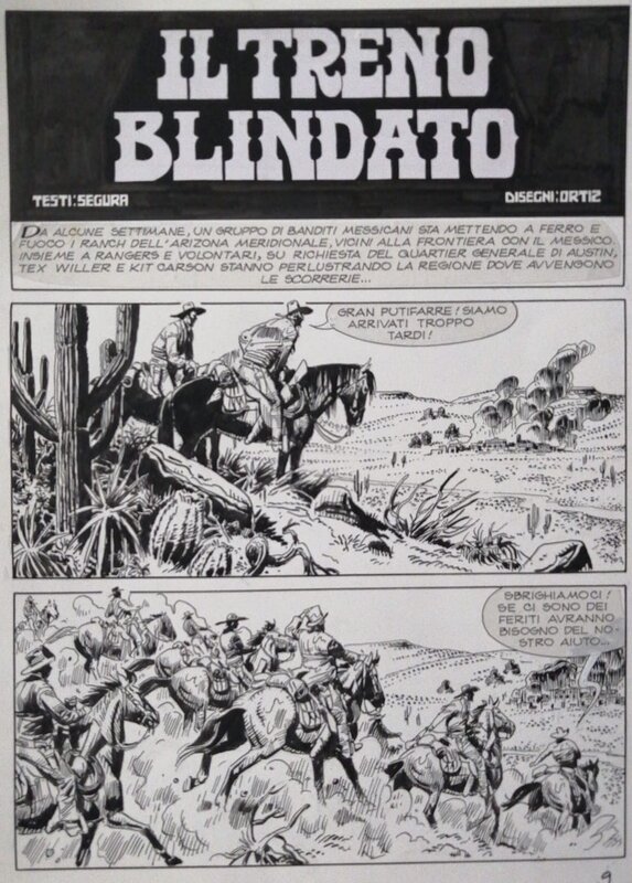 José Ortiz, antonio segura, Galep, Gianluigi Bonelli, Ortiz, Maxi Tex#8, Il treno Blindato, planche n°9 de titre, 2004. - Planche originale