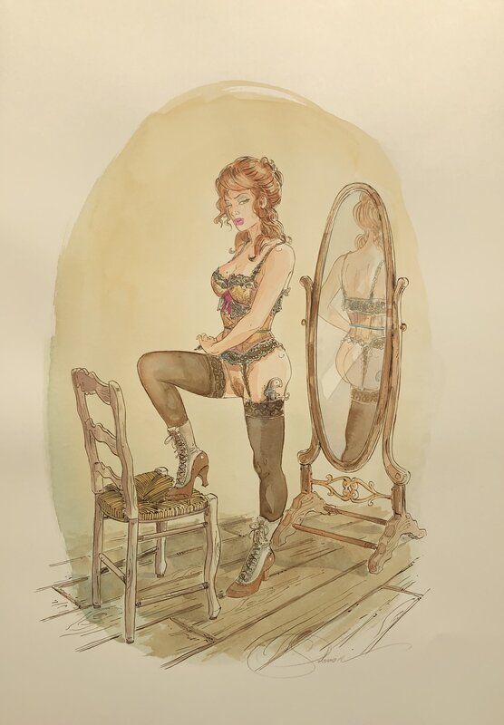Paul Salomone, L'homme qui n'aimait pas les armes à feu - Margot s'apprête - Original Illustration