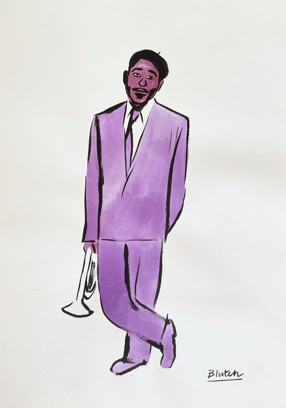 Blutch, Travail de recherche - Dizzy Gillespie - Original art