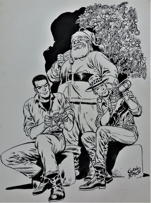 Gérald Forton, Henri Vernes, Dino Attanasio, Jean-Michel Charlier, Victor Hubinon, Bob Morane, Tiger Joe & Santa Claus - Illustration originale