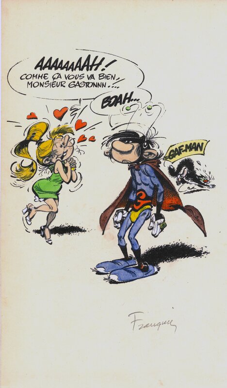 André Franquin, Gaf-man - Mise en couleur - Œuvre originale