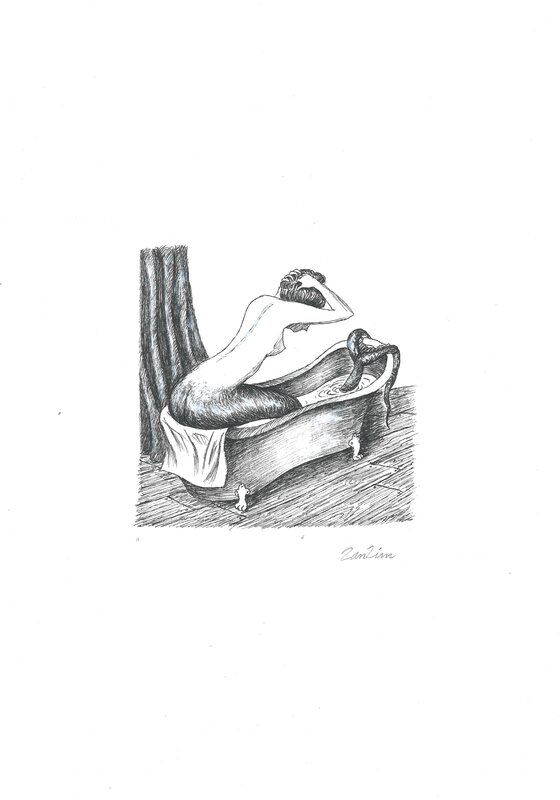 Zanzim, La sirène des pompiers - Ex-libris Super Héros - Illustration originale
