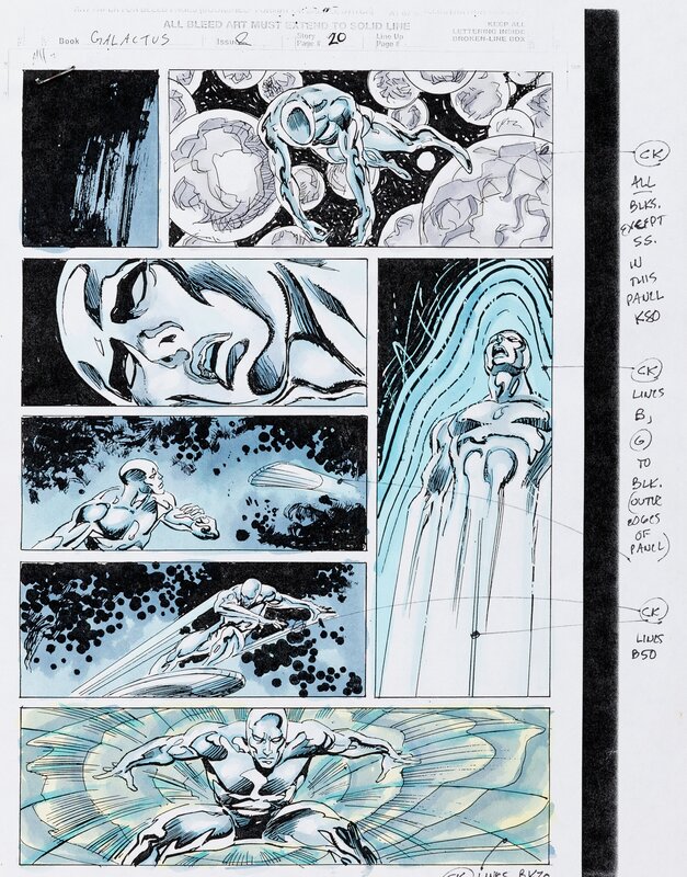 Christie Scheele, John Buscema, Bill Sienkiewicz, Silver Sufer - Galactus the Devourer - Color Guide - Œuvre originale