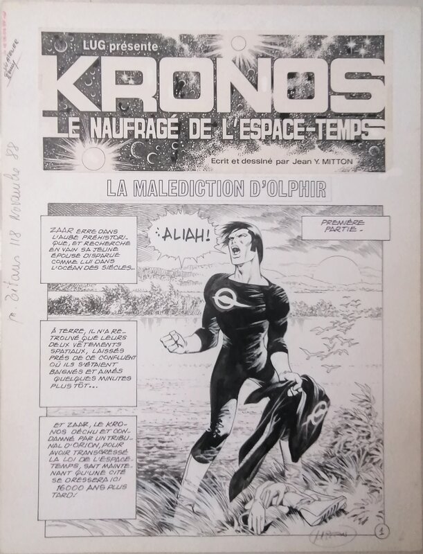 Jean-Yves Mitton, Page titre Kronos le naufragé se l'espace-temps - Planche originale