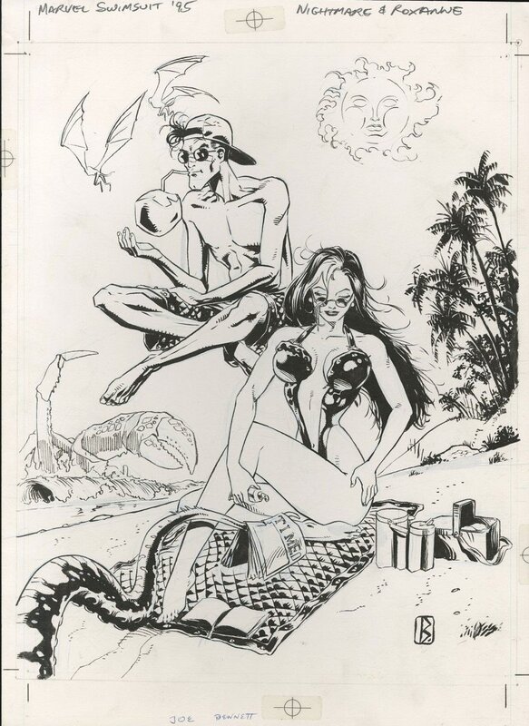 Joe Bennett, Mike Witherby, Marvel Swimsuit Special #4 P13: Nightmare & Roxanne - Illustration originale