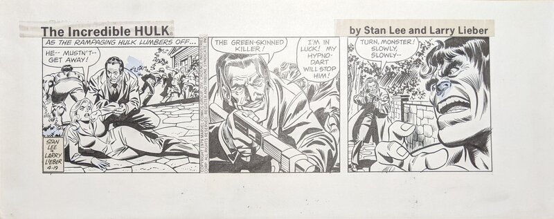 Larry Lieber, Stan Lee, The Incredible Hulk: Newspaper Comic Strip - 19/04/1979 - Planche originale