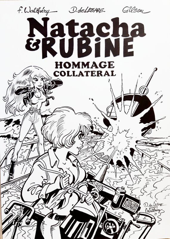 Dragan De Lazare, François Walthéry, Couv. hommage collateral Natacha Rubine - Original Cover