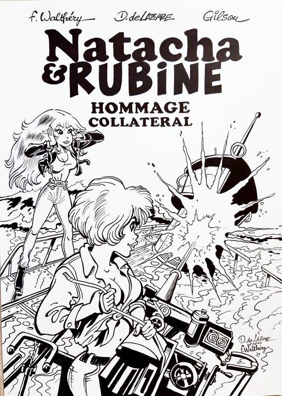 Dragan De Lazare, François Walthéry, Couv. hommage collateral Natacha Rubine - Couverture originale