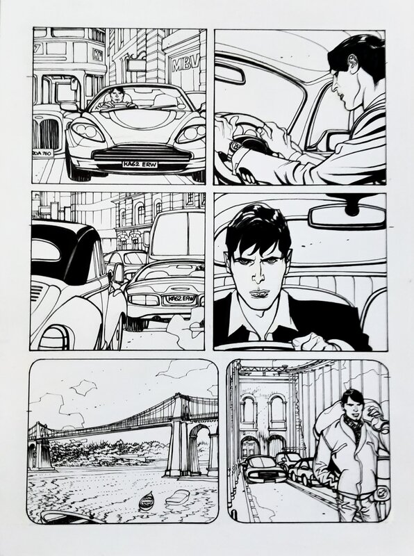 Nicola Mari, Dylan Dog et une Aston Martin DB7 - Planche originale