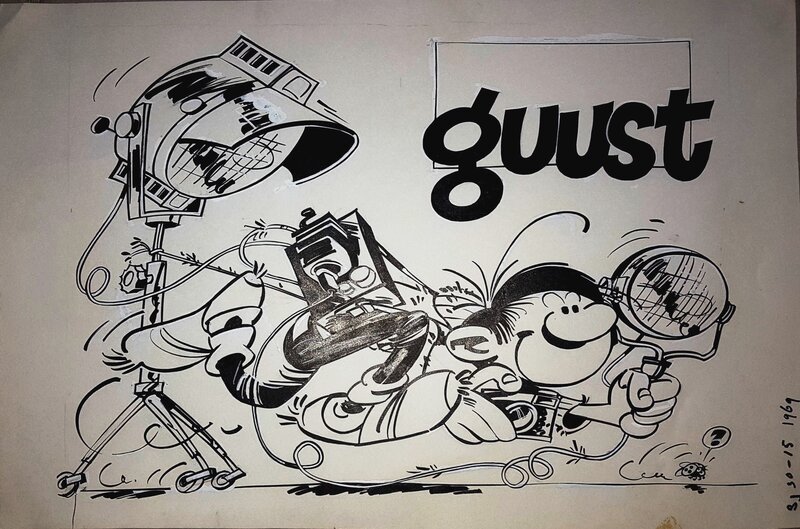 Jan Van der voo, André Franquin, Couv. Gaston d'une revue hollandaise - Original Cover