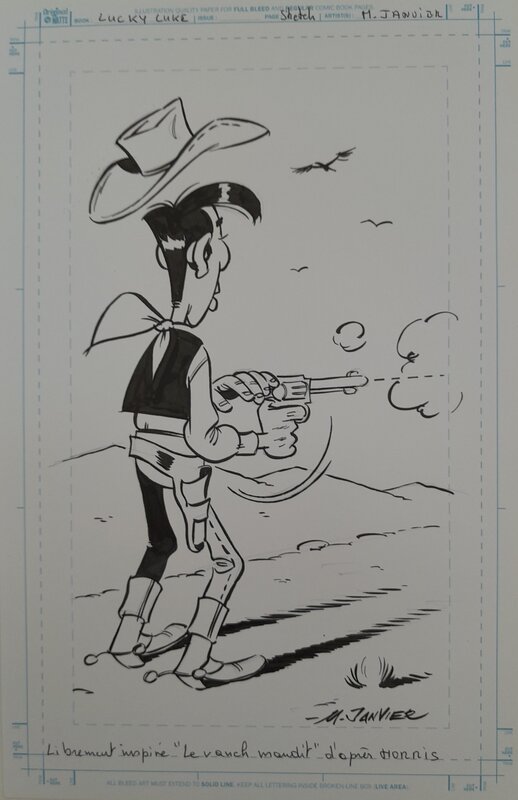 Lucky Luke par Michel Janvier - Illustration originale