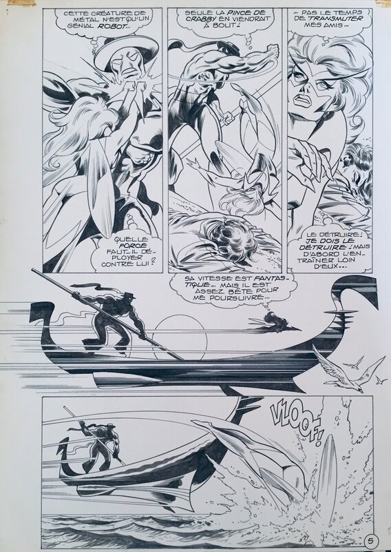 Jean-Yves Mitton, Maurice Chevalier, Mitton, Mikros#33 (3e partie), Psiland, planche n°5, Titans#67, 1984. - Planche originale