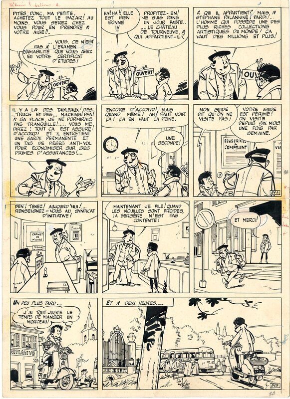 En vente - Tillieux : Gil Jourdan tome 2 - Popaïne et vieux tableaux -  planche 9 - Planche originale