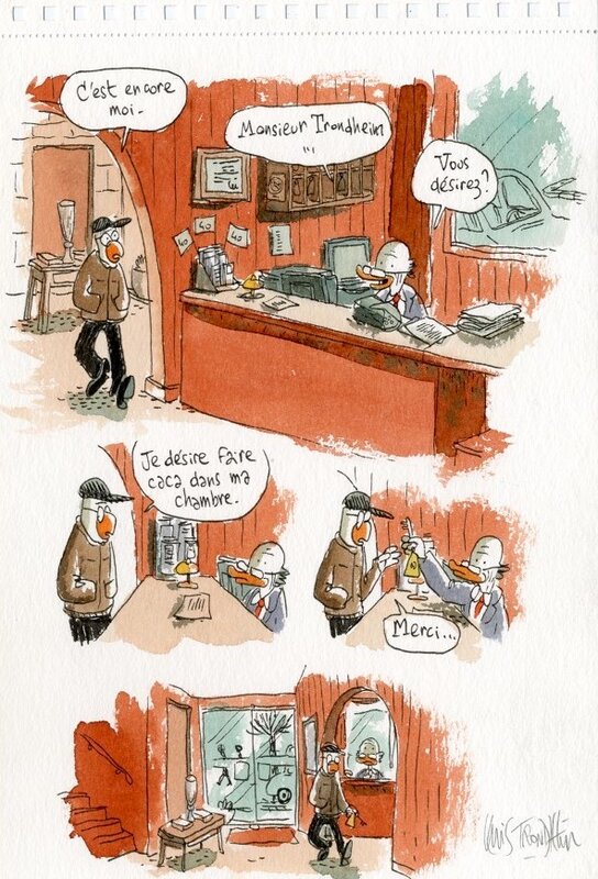 Lewis Trondheim, LEWIS RENTRE À L'HÔTEL FAIRE CACA - Comic Strip