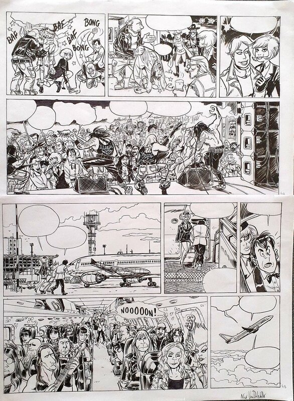 Nicolas Van de Walle, François Walthéry, Natacha, hôtesse de l'air , 50 ans - Planche originale