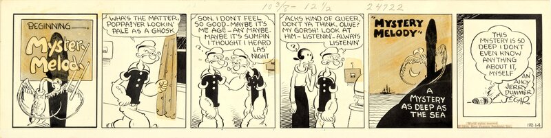 Elzie Crisler Segar, Popeye Daily 12/14/36 - Planche originale