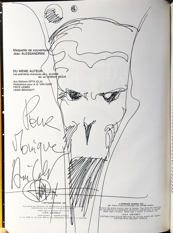 For sale - Grande dédicace Philippe Druillet - lone Sloane - 1977 - Sketch