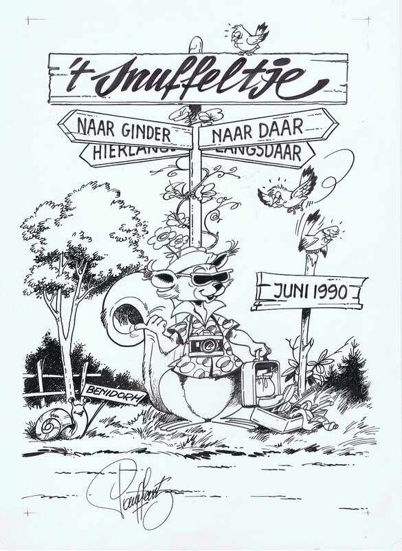 Paul Geerts - Cover 't Snuffeltje Juni 1990 - Planche originale