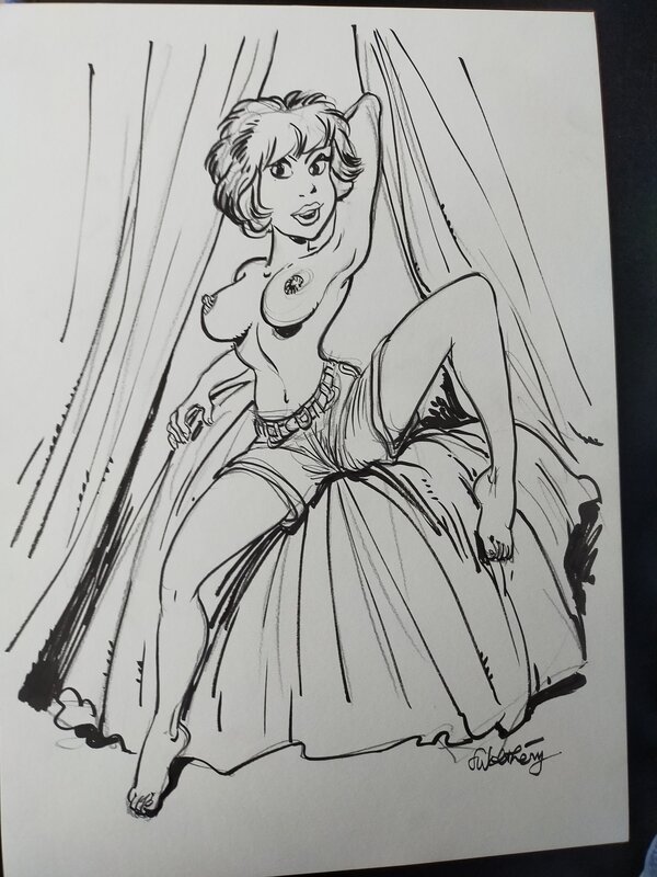 Natacha en shoy by François Walthéry - Original Illustration