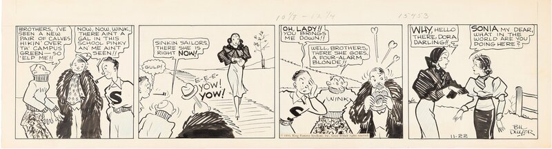 Bill Dwyer, Milton Caniff, Dumb Dora 11/22/33 by Bill Dwyer (ghosted by Milton Caniff) - Comic Strip