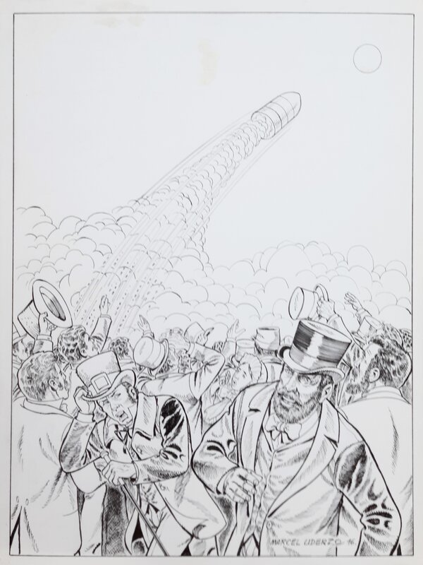 Marcel Uderzo, Couv. Jules Verne de la terre à la lune - Original Cover