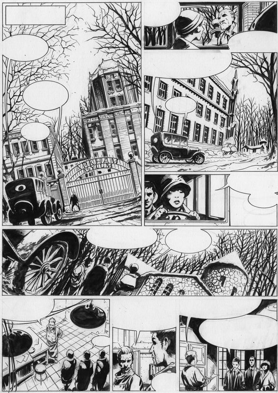 Manuel Garcia, Richard. D. Nolane, Howard Phillips Lovecraft, Garcia, Arkham Mysteries, tome 1 : le ciel des grands anciens, planche n°48, 2021. - Planche originale