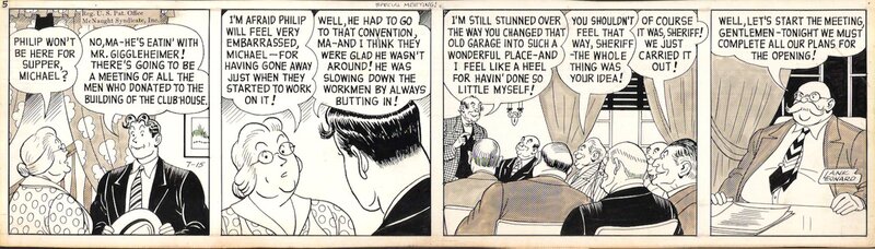 Lank Leonard - Mickey Finn daily strip 7-15 - Planche originale