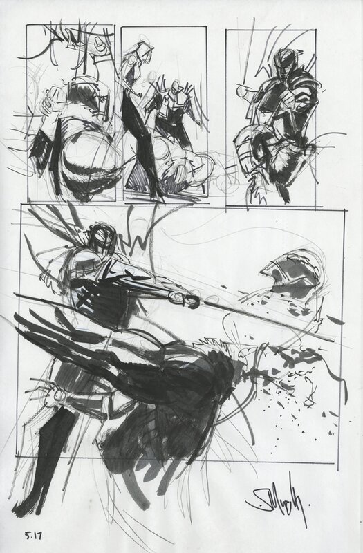 Sean Murphy, Batman: Curse of the White Knight, issue 5, prélim de la page 17 - Planche originale