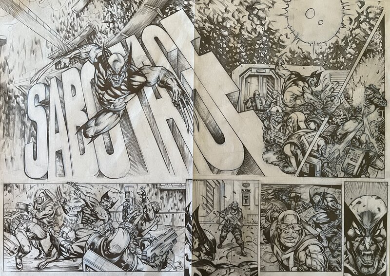 Sergi Domenech, Wolverine double page  sabotage - Planche originale