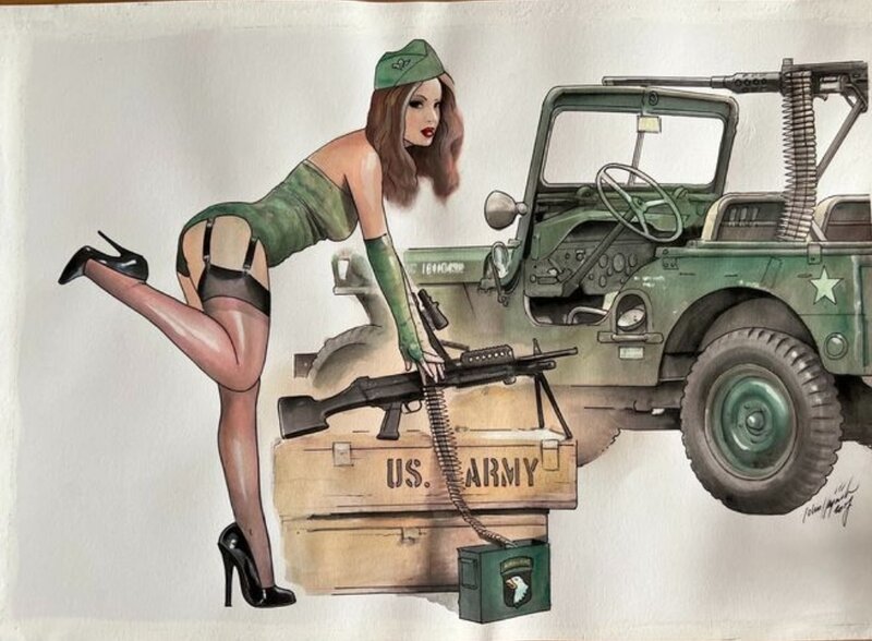 En vente - Pin up par John Heijink - Planche originale