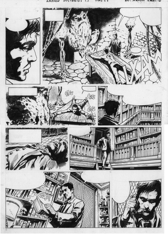 En vente - Manuel Garcia, Akham Mysteries Tome 1 planche 52 - Planche originale