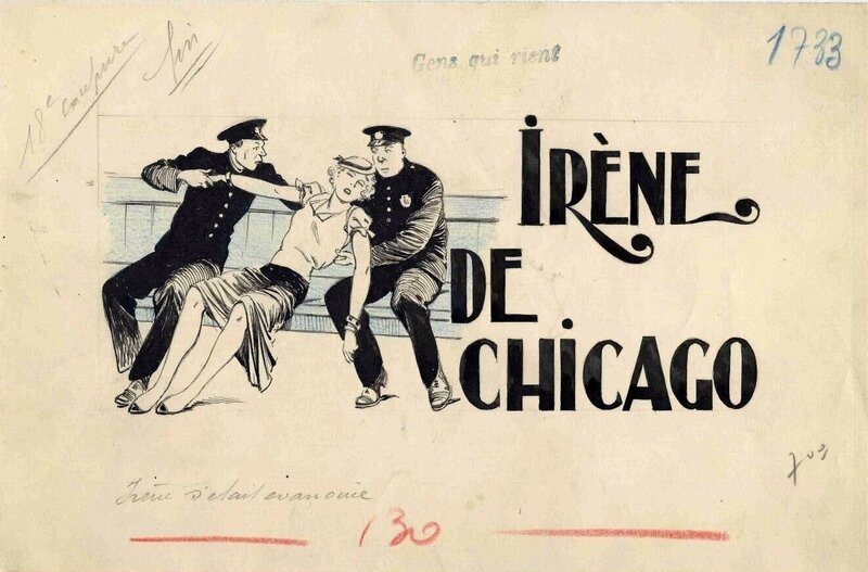 René Giffey, Illustration à l'encre et au crayon bleu - Planche originale