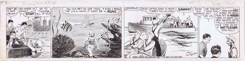 Wash Tubbs Daily Jan 25, 1938 by Roy Crane - Planche originale