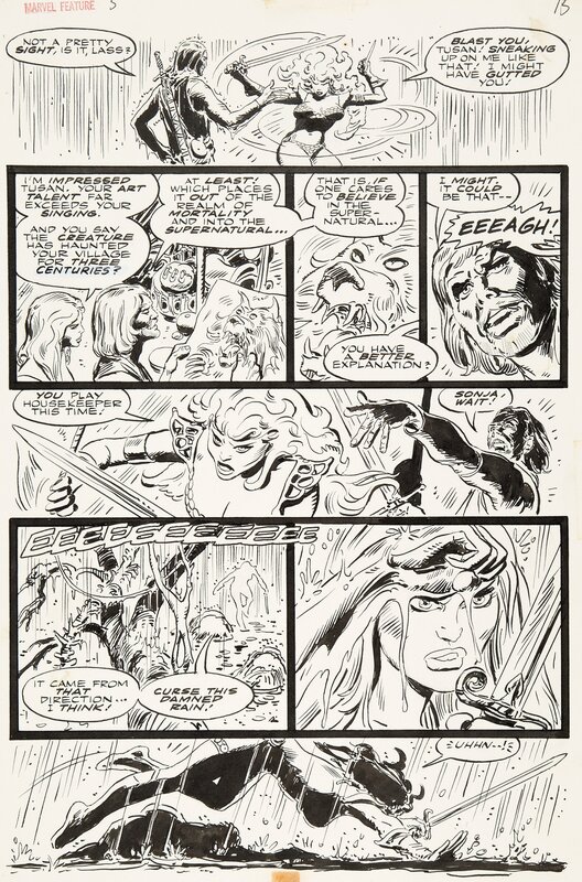 Frank Thorne, Marvel Feature... Red Sonja - #5 - p.15 (planche 9) - Planche originale