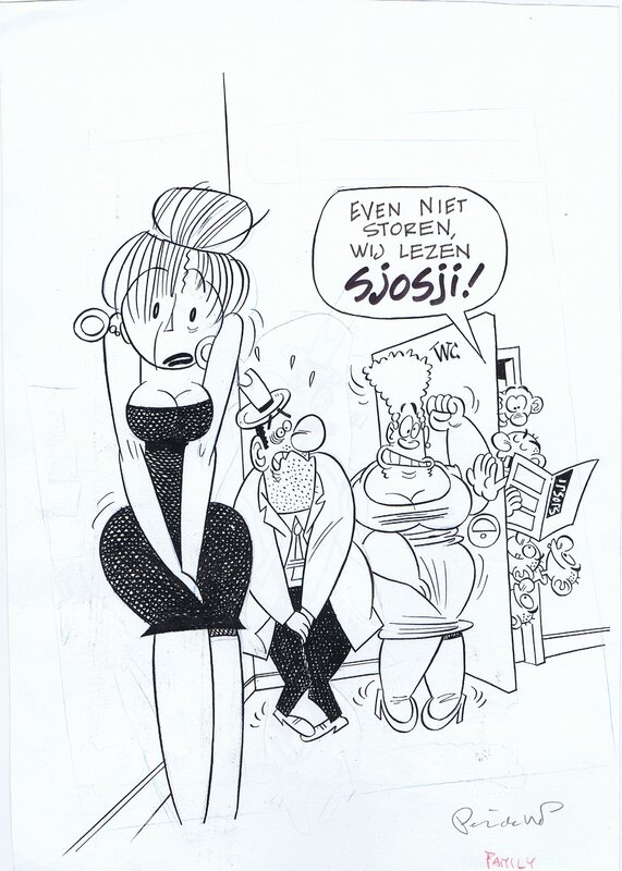 Peter de Wit, Familie Fortuin - tekening voor stripblad SjoSji - Planche originale