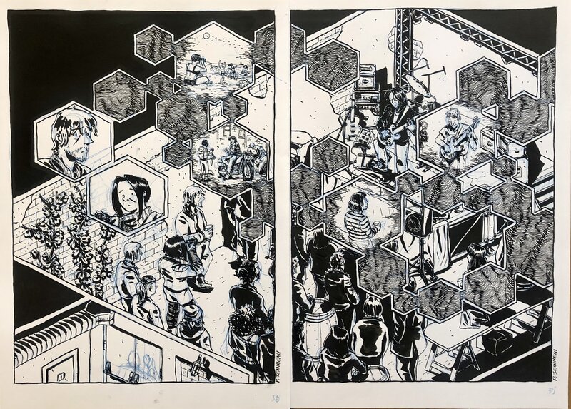 En vente - Pierre Jeanneau, Connexions 2 planches - Planche originale