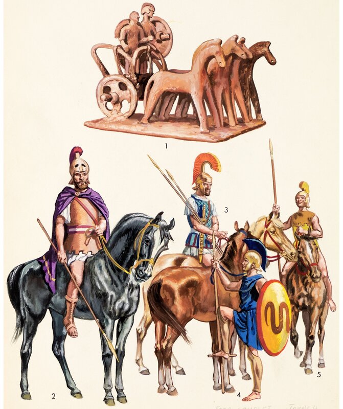Fred & Liliane Funcken, Cavalerie Grecque (Vème-IVème siècle av. JC) - Original Illustration