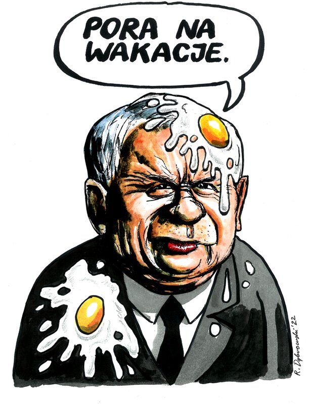 Ryszard Dąbrowski, Jaroslaw Kaczynski - temps pour les vacances (et ne reviens pas). - Illustration originale