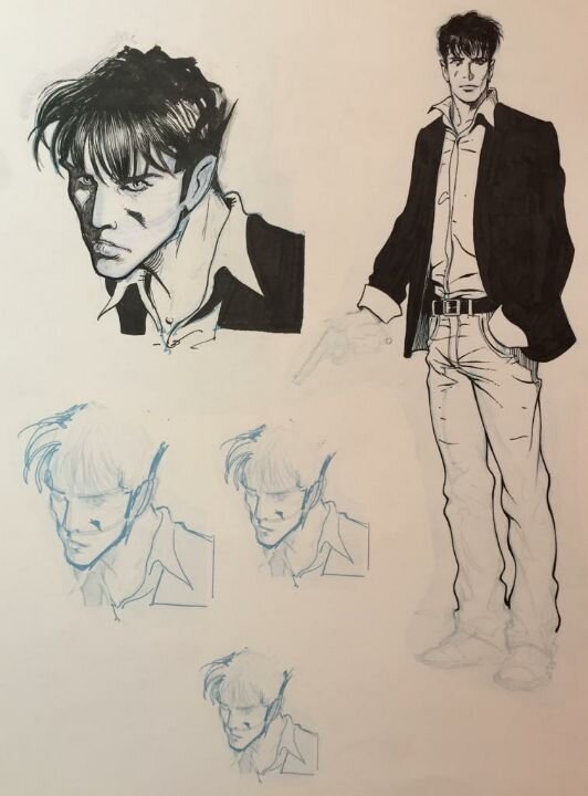 En vente - Tomasso Bianci, Dylan Dog - Crayonné + recherche de personnage - Œuvre originale
