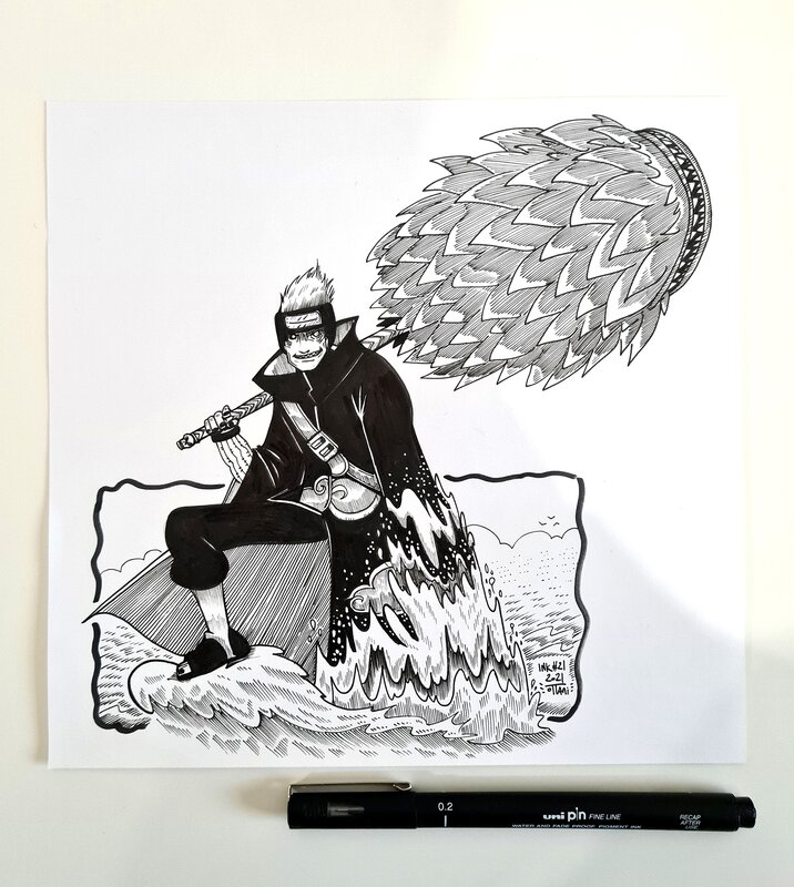 En vente - oTTami, Dessin original de l'Inktober 2021 : Kisame de Naruto ! - Illustration originale