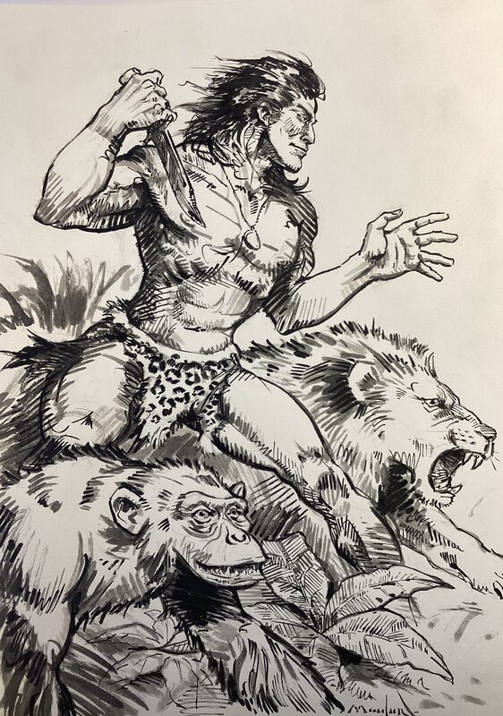 En vente - Tarzan par Régis Moulun - Illustration originale