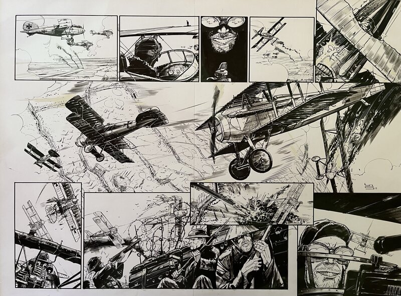 Keith Burns, Hommage a l’escadrille des cigognes / double planche - Comic Strip