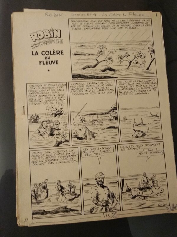 En vente - André Oulié, Histoire complète ROBIN L'INTREPIDE - Planche originale