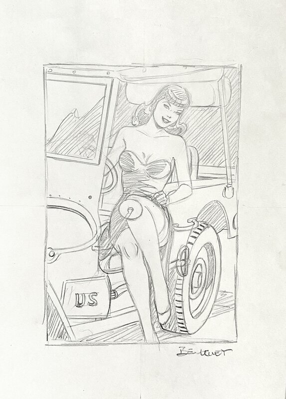 Philippe Berthet, Pin-up - En voiture soldat ! - Original art