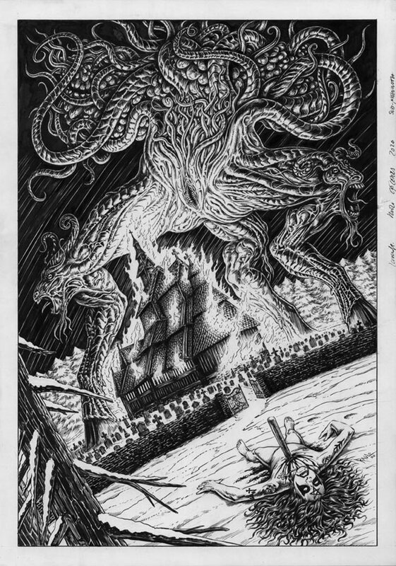 Raúlo Cáceres, Howard Phillips Lovecraft, Insania Ténébris ''La Cabra Negra'' - Original Illustration