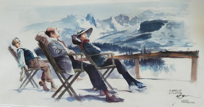 Hommage à Hopper by René Follet - Original Illustration