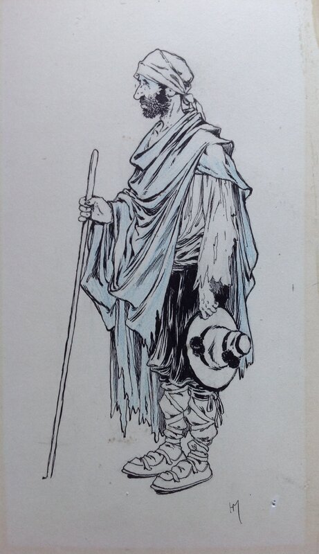 En vente - Henry Morin Don Quichotte de La Manche , 1 Mendiant Vagabond , Etc...Rare Dessin illustration N&B Encre de Chine 1906 Cervantès - Illustration originale