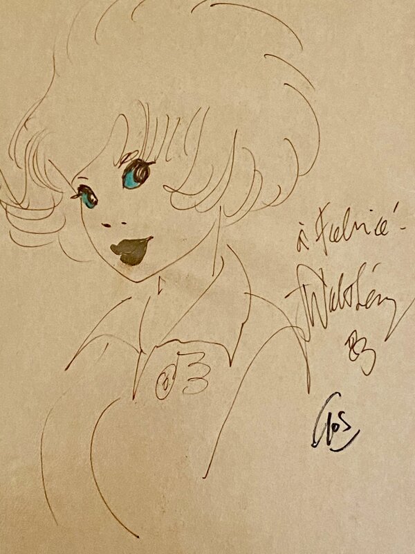 François Walthéry, illustration originale, Natacha aux yeux bleus ! - Dédicace
