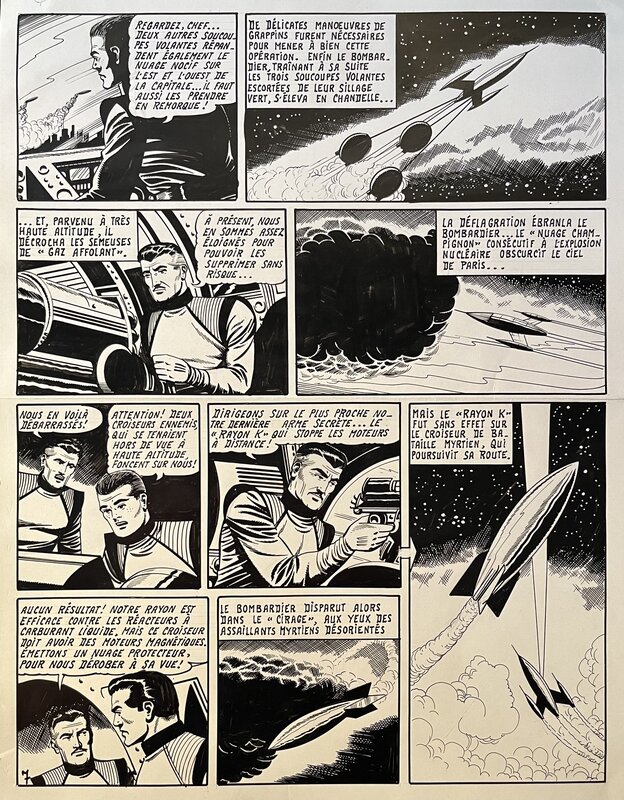 Raoul Giordan, Robert Giordan, Robert Lortac, Giordan Planche Originale 7 de Meteor 90 La Terre est Folle - Bd Artima 1960 - Comic Strip